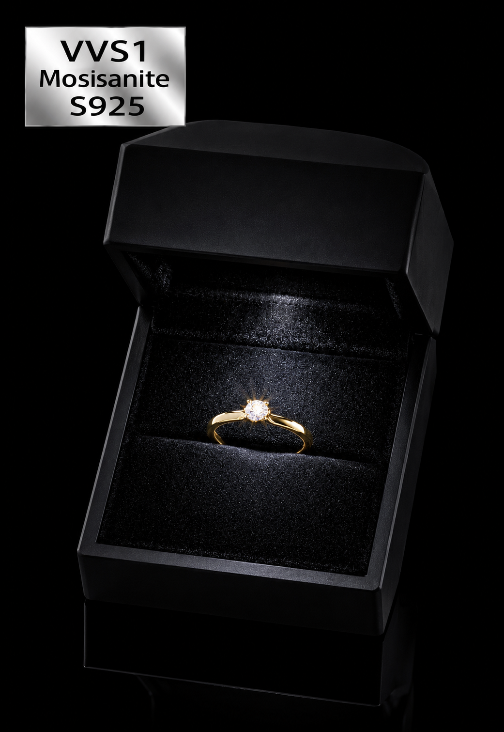 Anello Solitario Lumina – Moissanite VVS1 S925 Regolabile